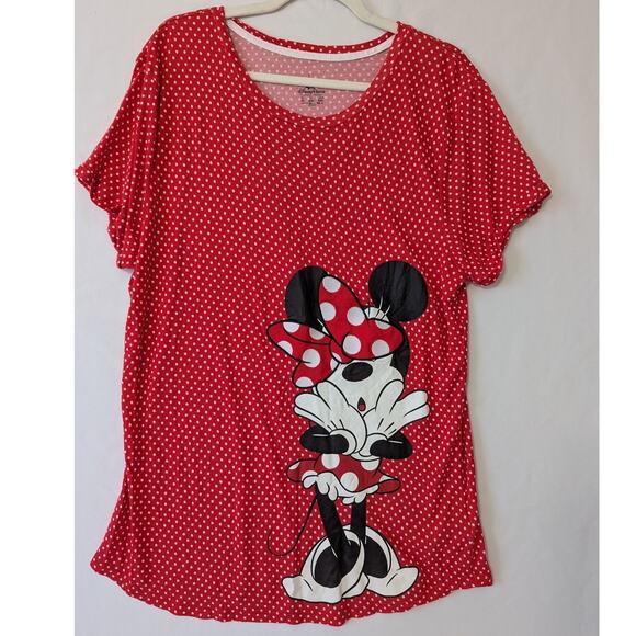 Disney Parks Womens Size XL Red Polka-dot Mini Mouse Disney World Short Sleeves - Picture 1 of 8